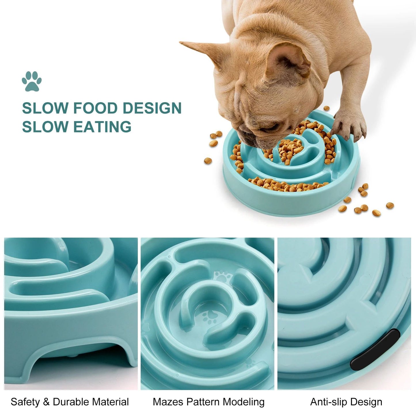 Pet Dog Slow Feeder Bowl Non Slip Anti-Gulping Slower Food Feeding Dishes Eco Dog Bowl For Large Medium Small Dogs Puppy