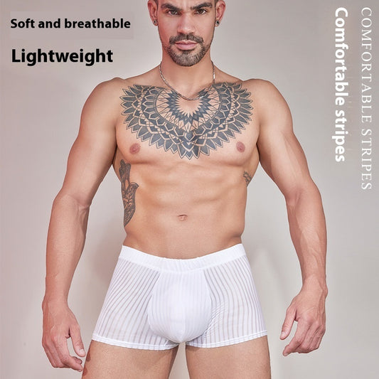 Men's New Striped Underwear Thin Transparent Skin-friendly
